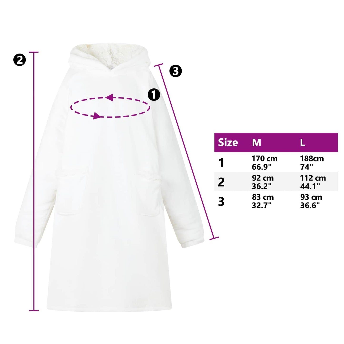 Hoodie-couverture blanc M polaire et flanelle