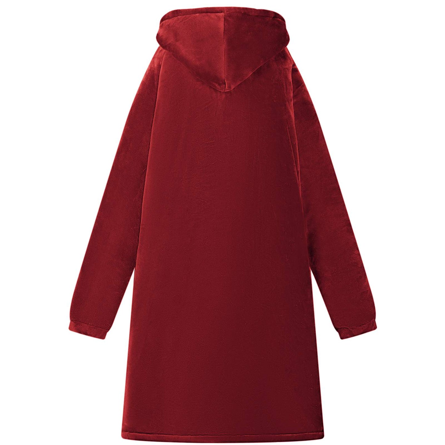Wearable Blanket Hoodie Bordeaux Red M Fleece and Flannel