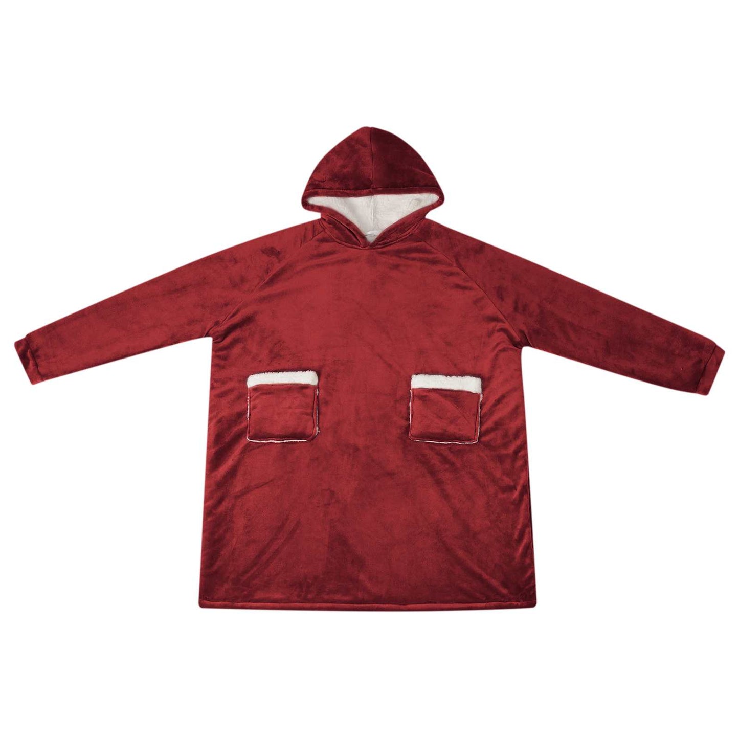Wearable Blanket Hoodie Bordeaux Red M Fleece and Flannel