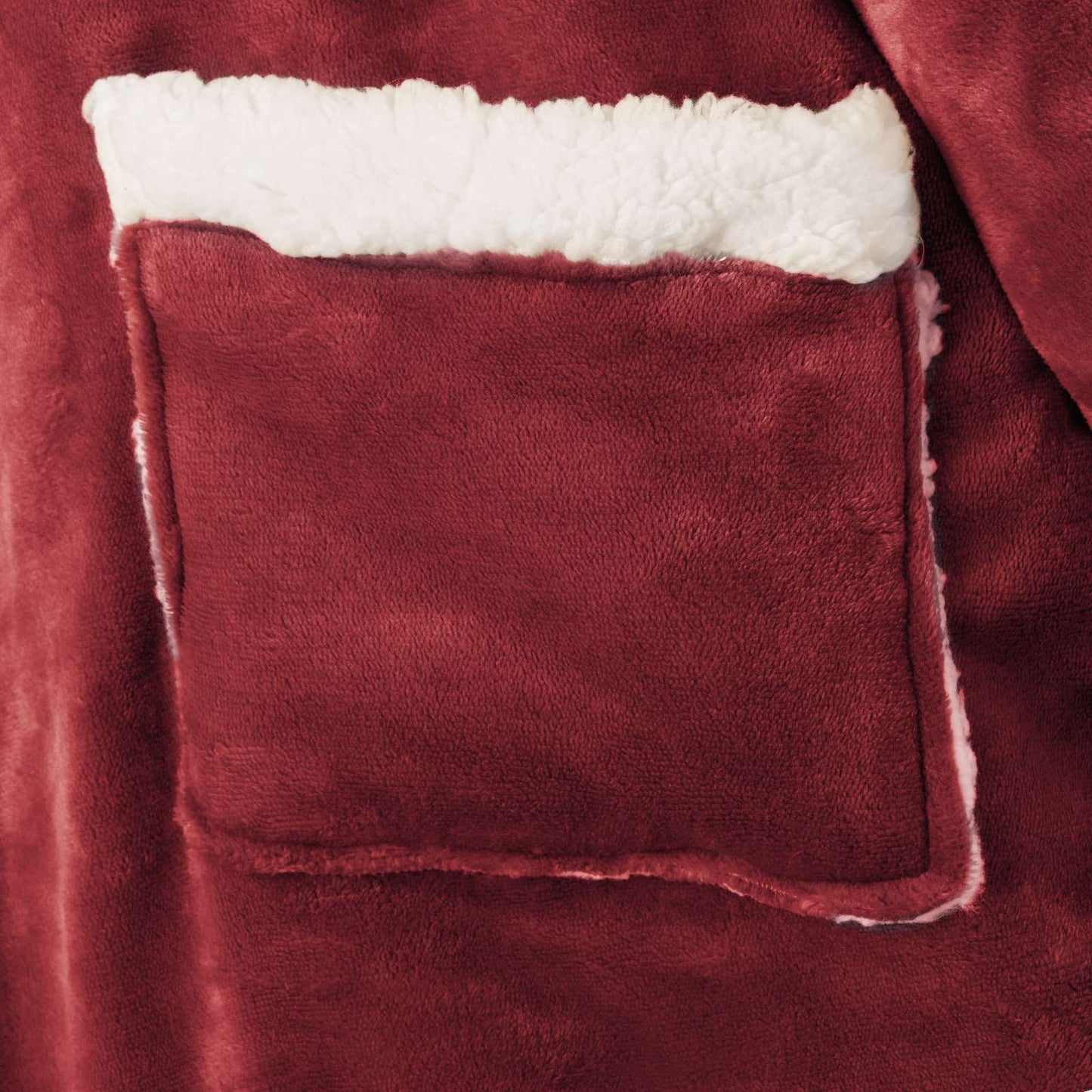 Wearable Blanket Hoodie Bordeaux Red L Fleece and Flannel