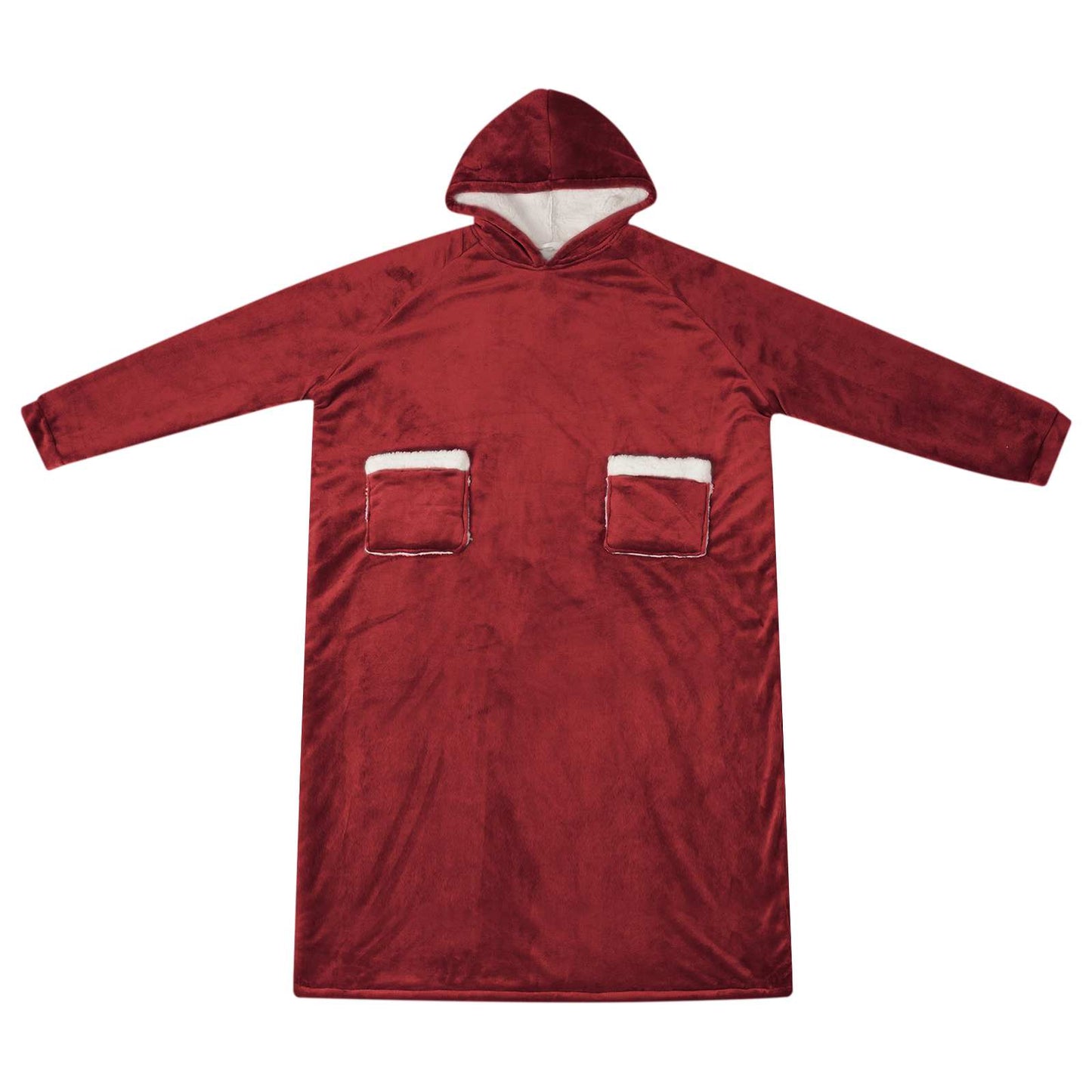 Decken-Hoodie Bordeauxrot M Fleece und Flanell