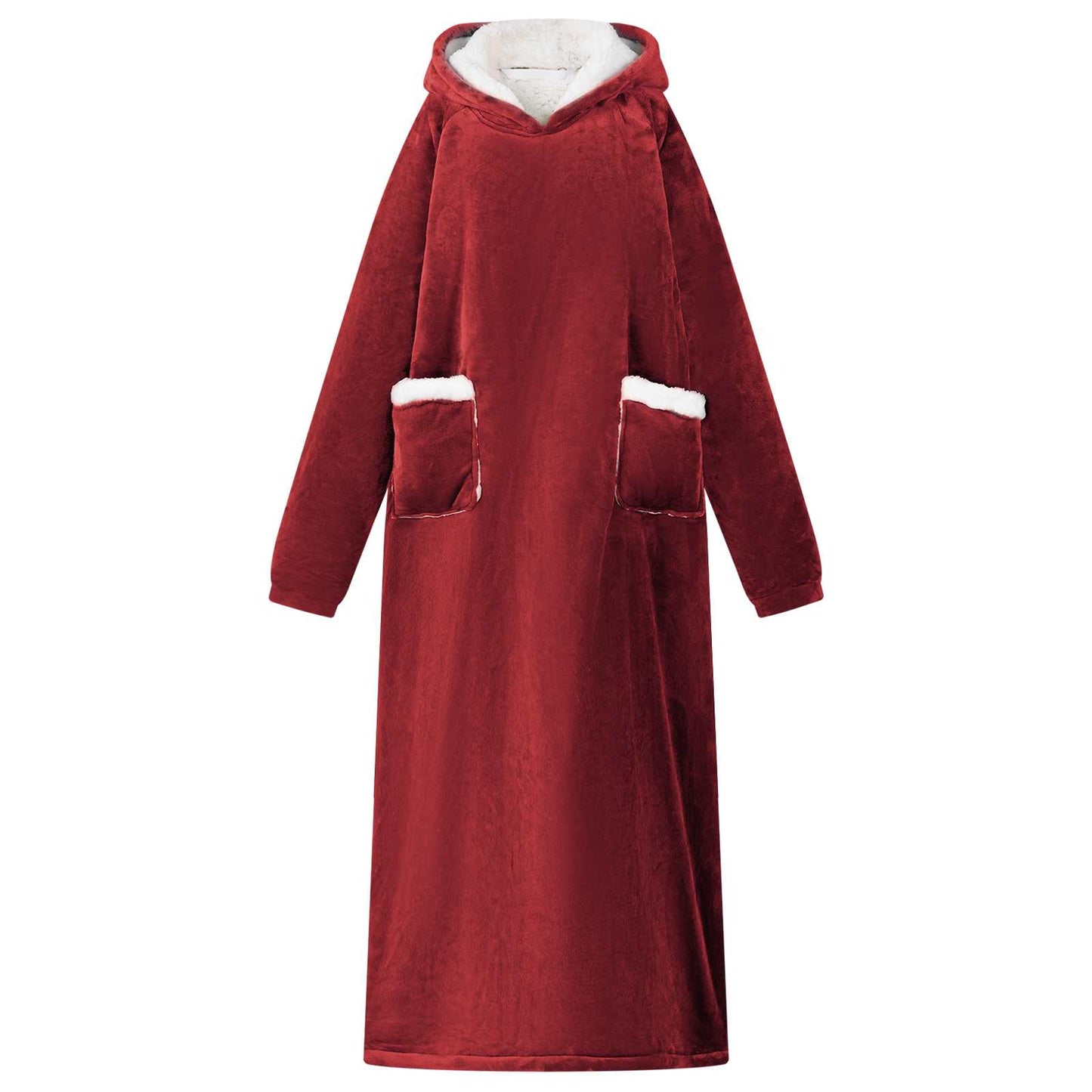 Decken-Hoodie Bordeauxrot L Fleece und Flanell