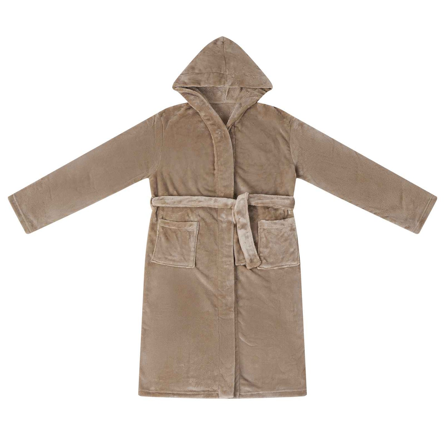 Peignoir à capuche chameau S flanelle