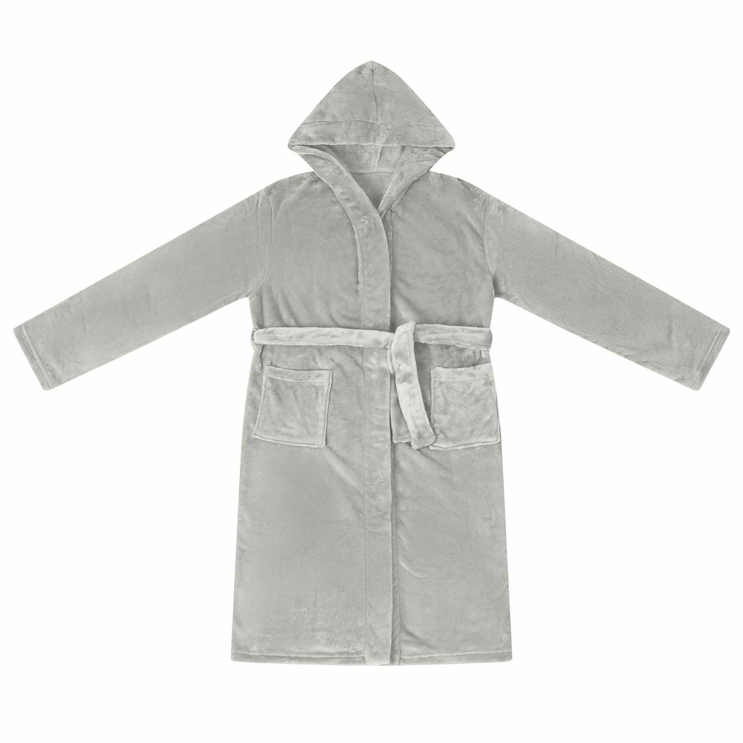 Bademantel Hoodie Grau L Flanell