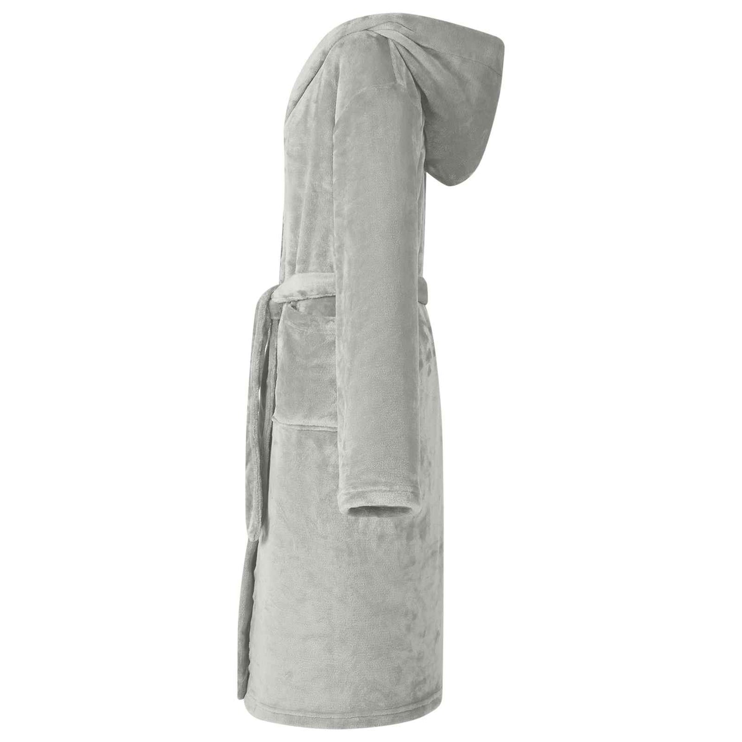 Bademantel Hoodie Grau L Flanell