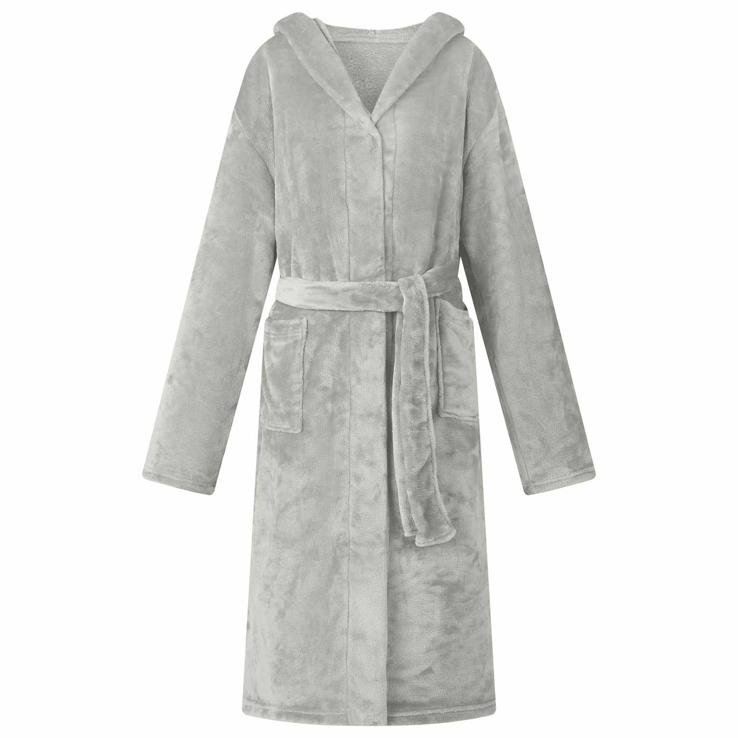 Bademantel Hoodie Grau XXXL Flanell