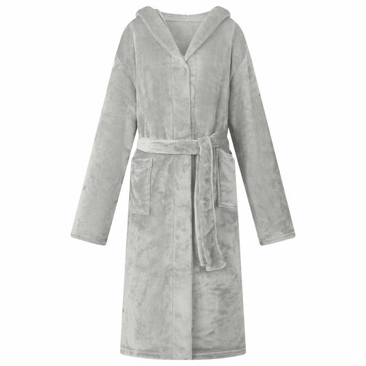 Bademantel Hoodie Grau XXXL Flanell