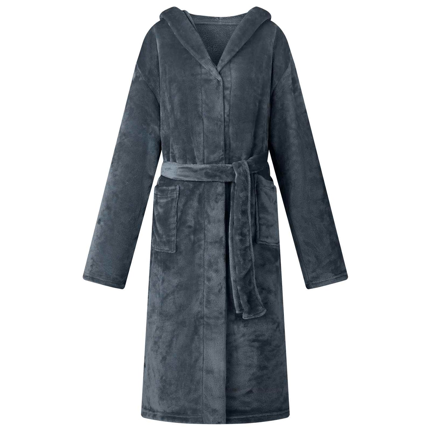 Peignoir à capuche bleu marine M flanelle