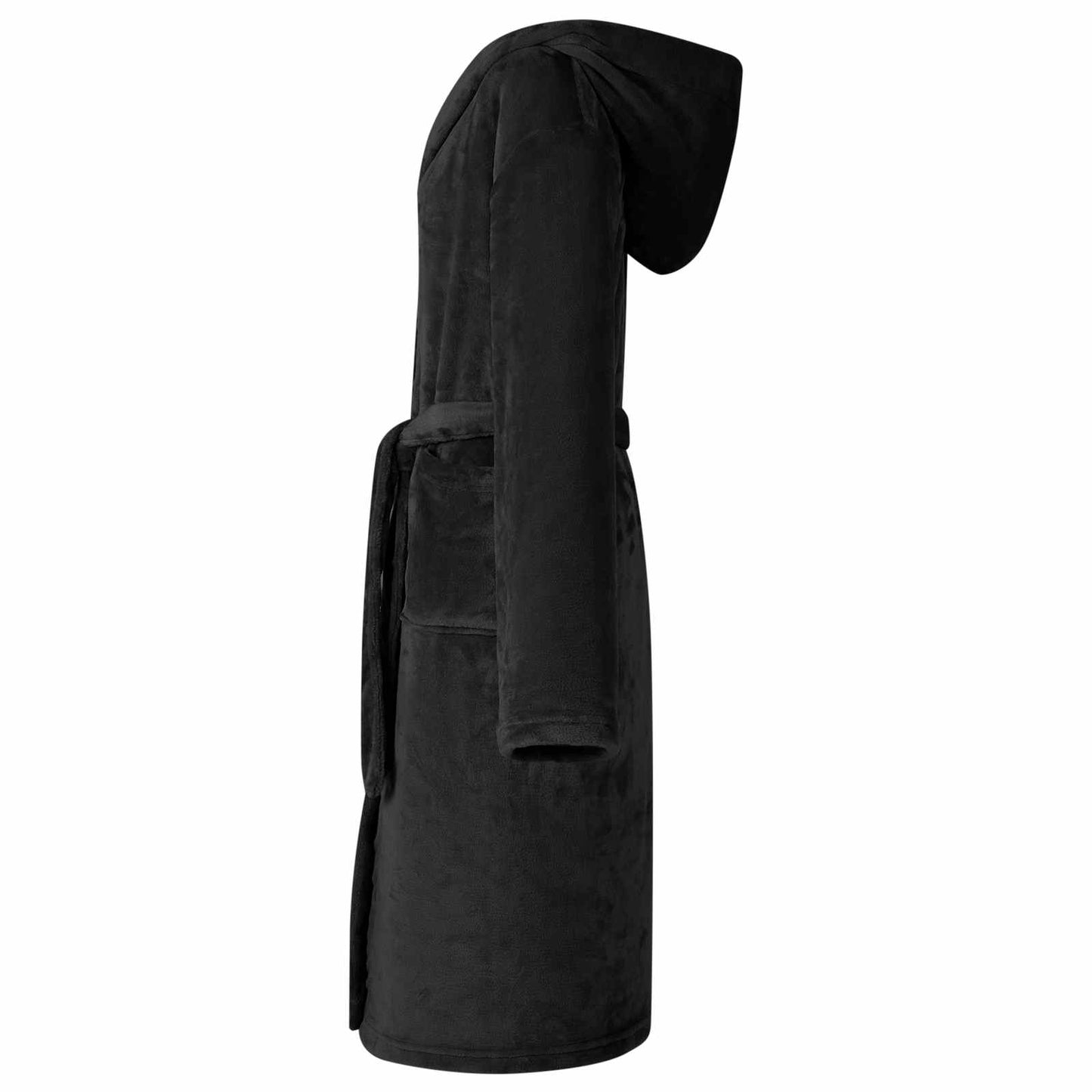 Peignoir à capuche noir L en flanelle