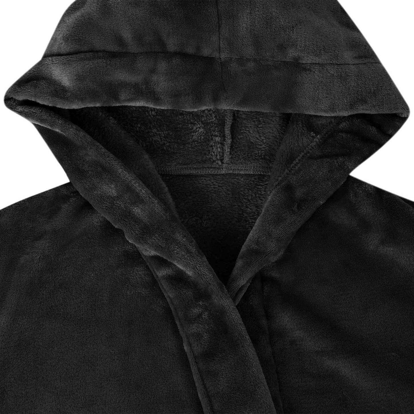 Peignoir à capuche noir XXL en flanelle