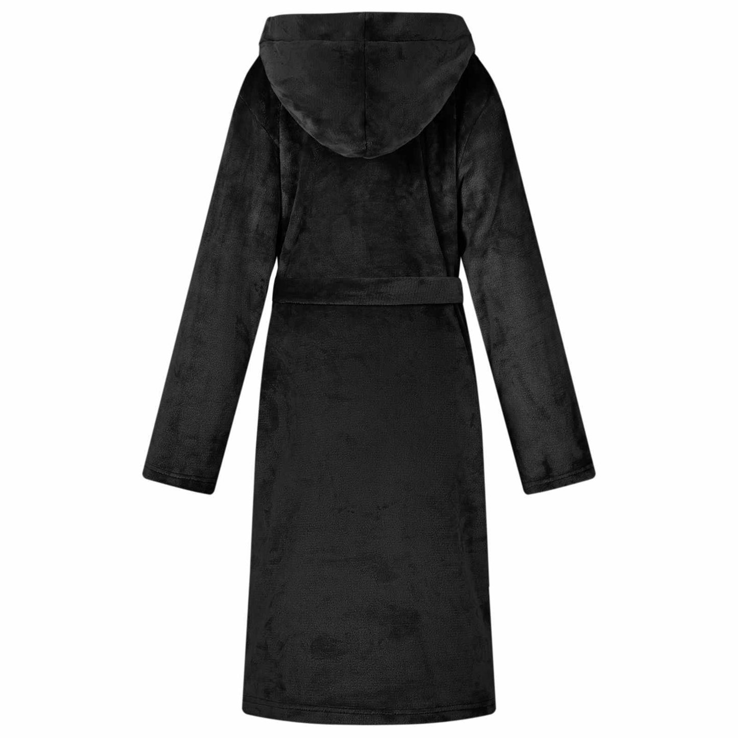 Peignoir à capuche noir XXL en flanelle