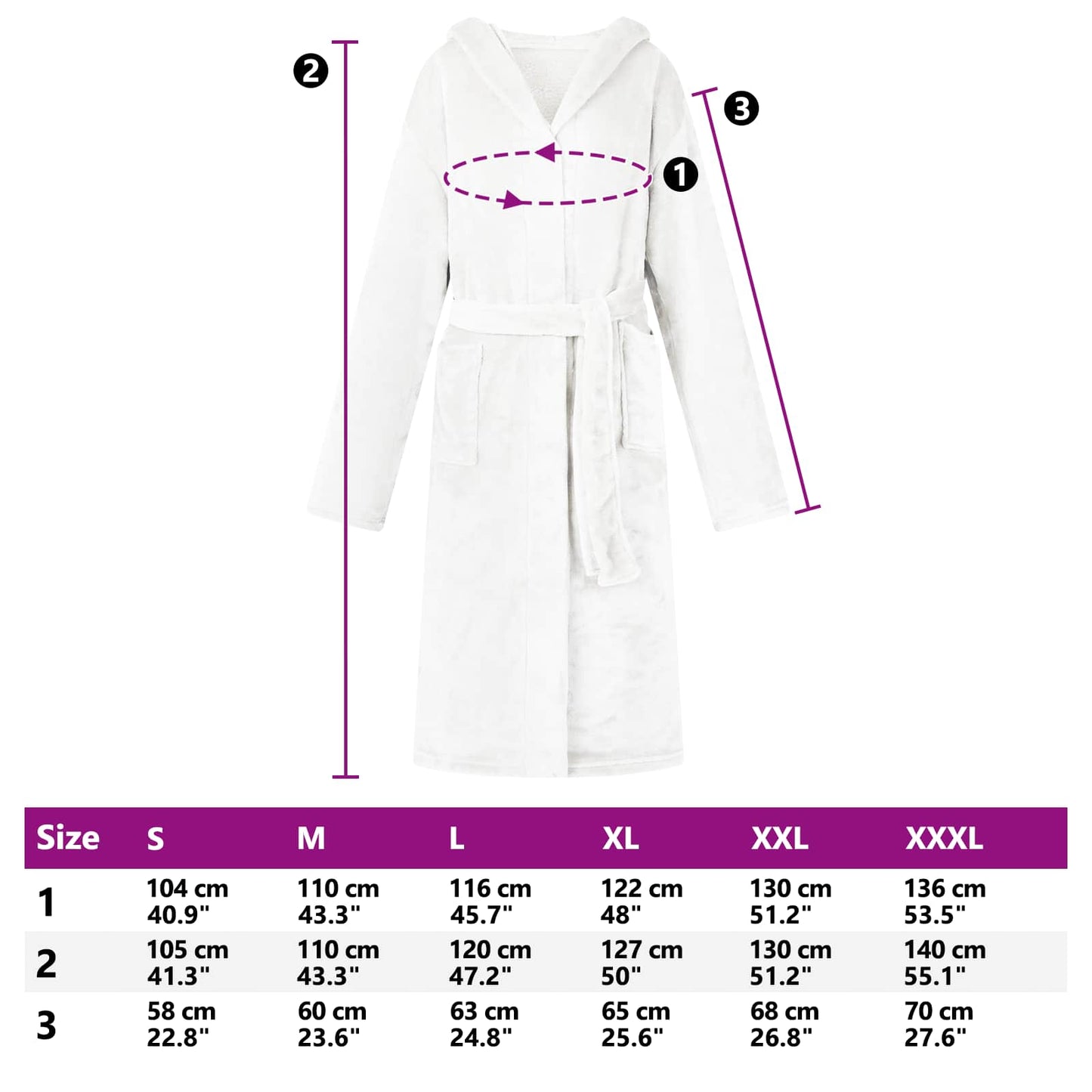 Bathrobe Hoodie White XXL Flannel