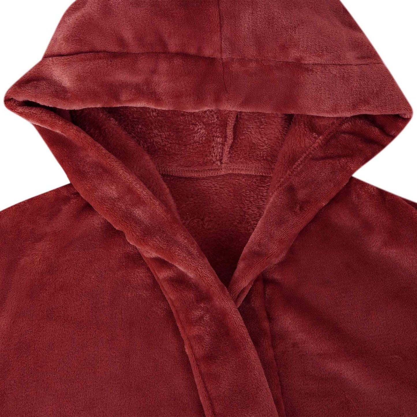 Bathrobe Hoodie Burgundy L Flannel