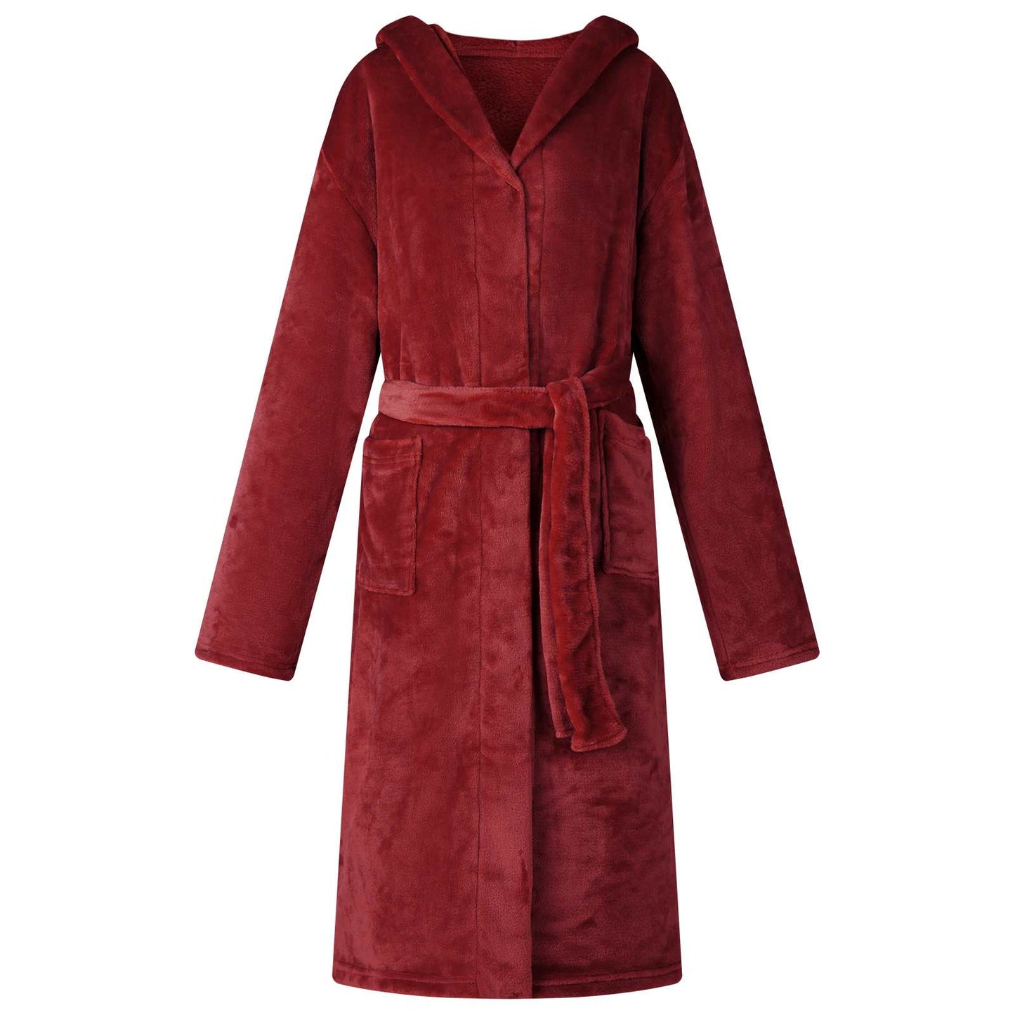 Peignoir à capuche bordeaux XXXL flanelle
