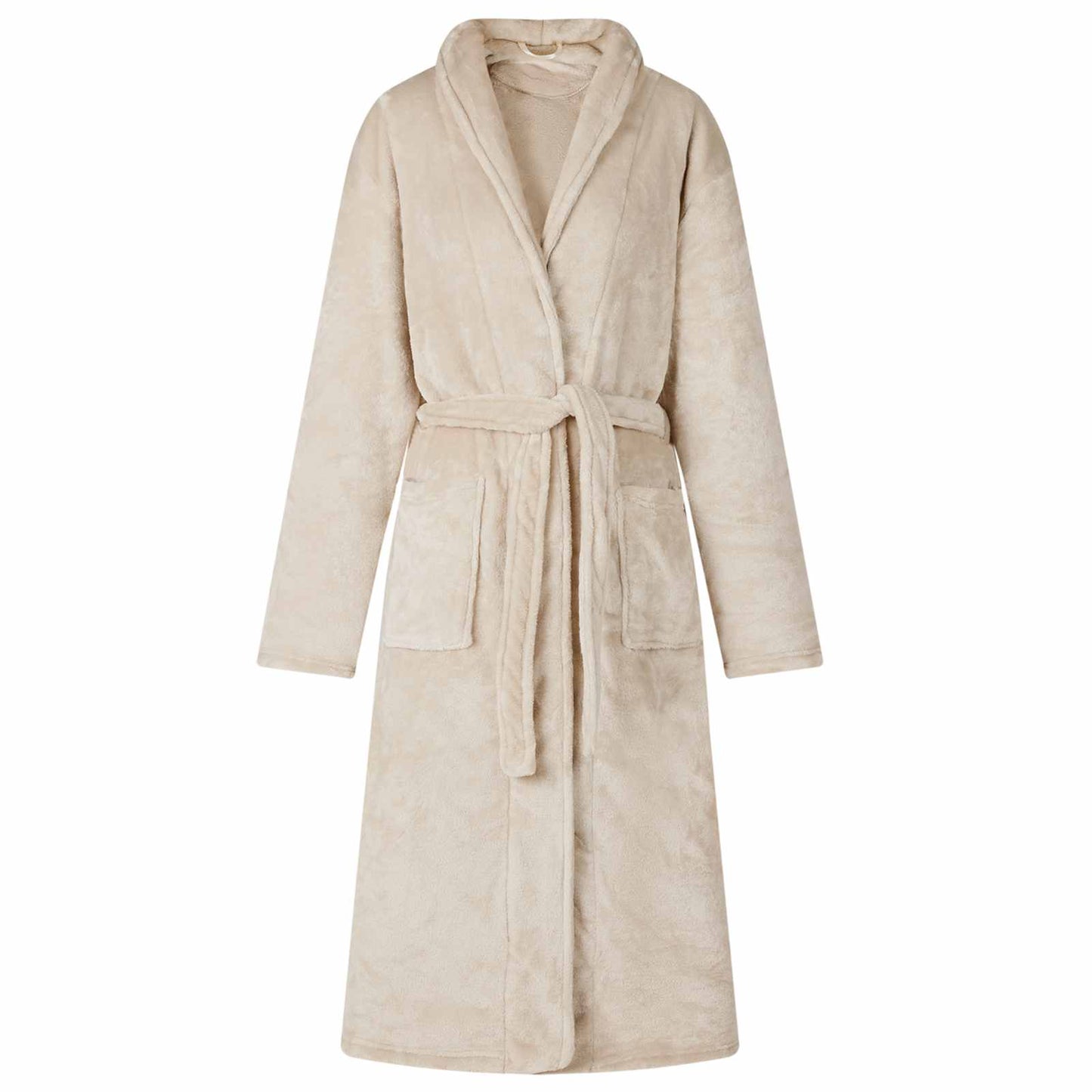 Bathrobe without hood, beige, size L, flannel