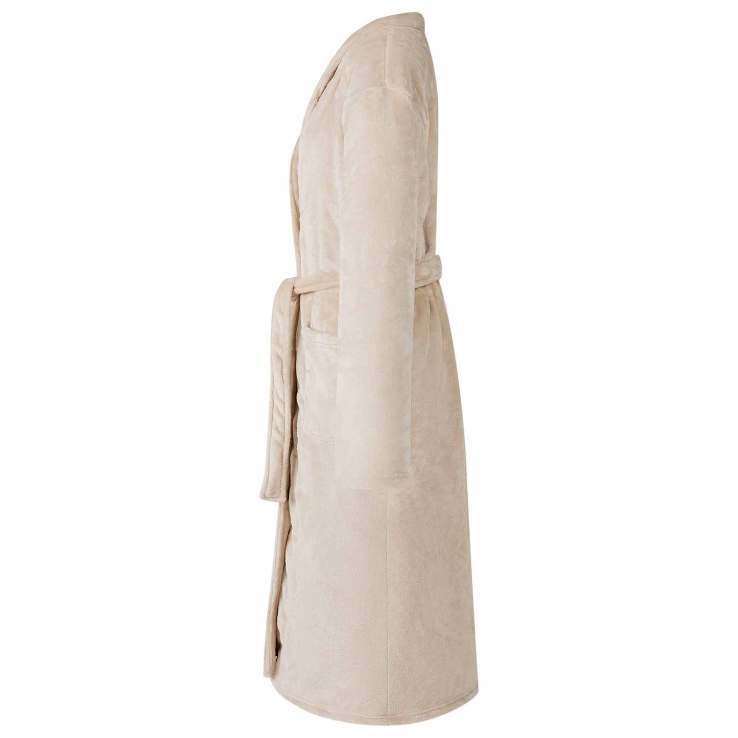 Bademantel ohne Kapuze Beige XXL Flanell