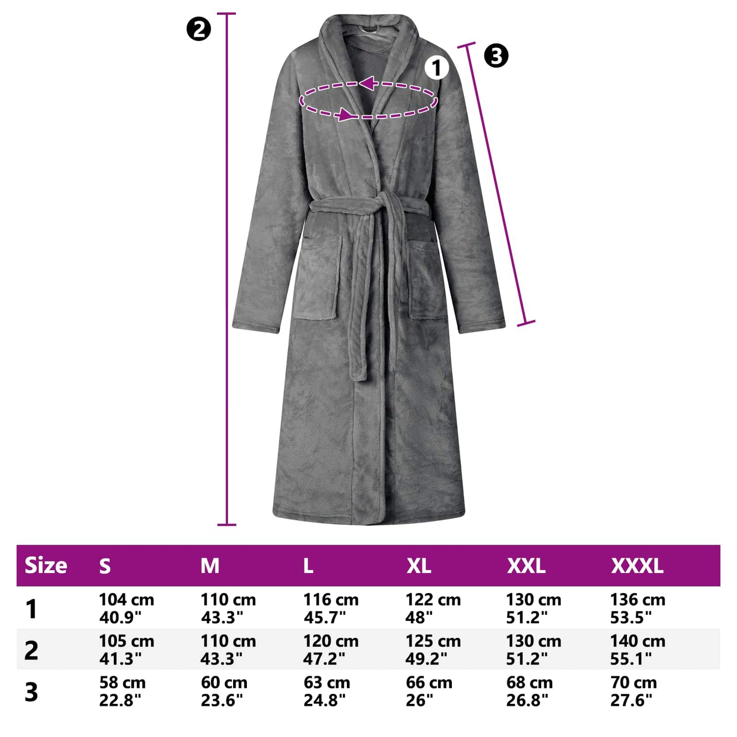 Bathrobe without hood Dark Grey XXXL Flannel