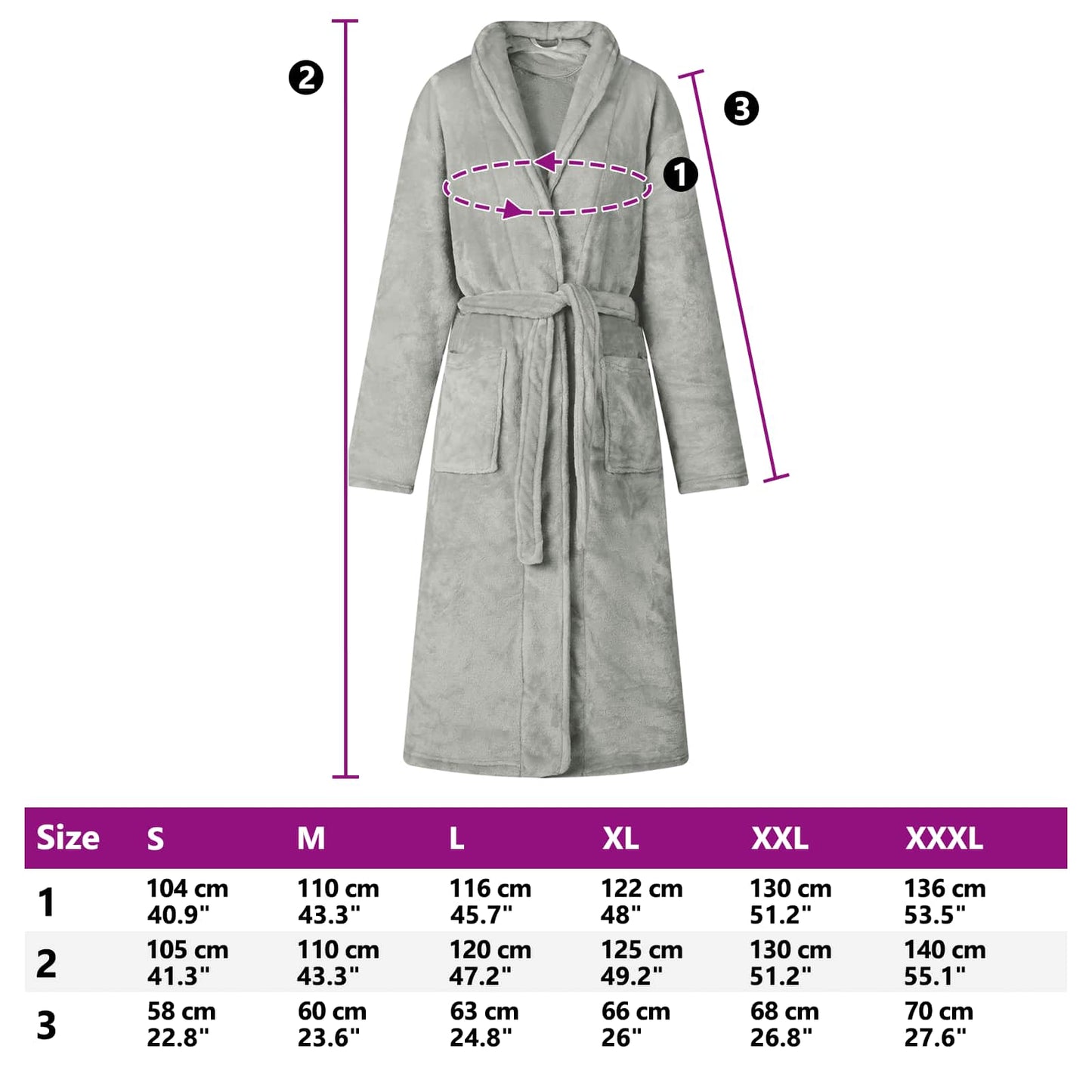 Grey Dressing Gown without Hood M Flannel