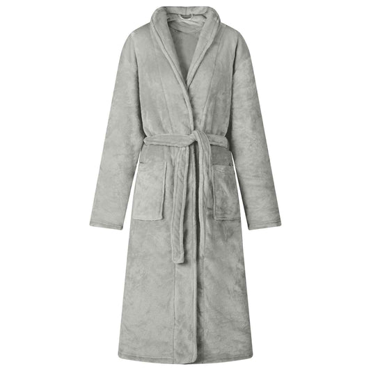 Bademantel ohne Kapuze Grau XXL Flanell
