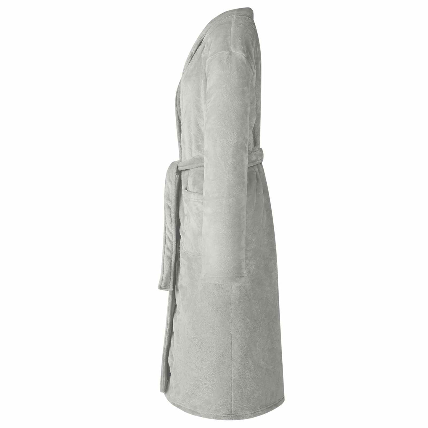 Bademantel ohne Kapuze Grau XXL Flanell