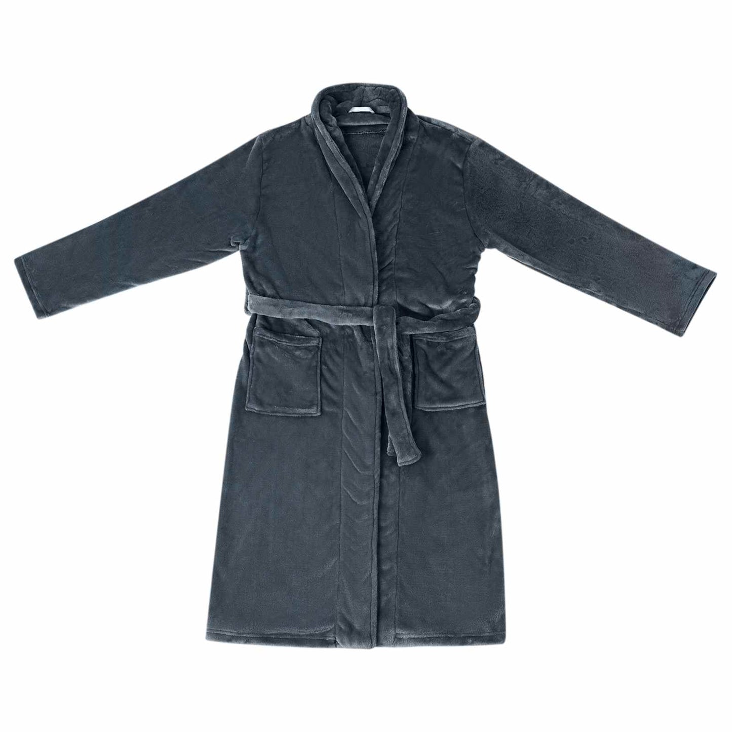 Bathrobe without hood Navy Blue XL Flannel