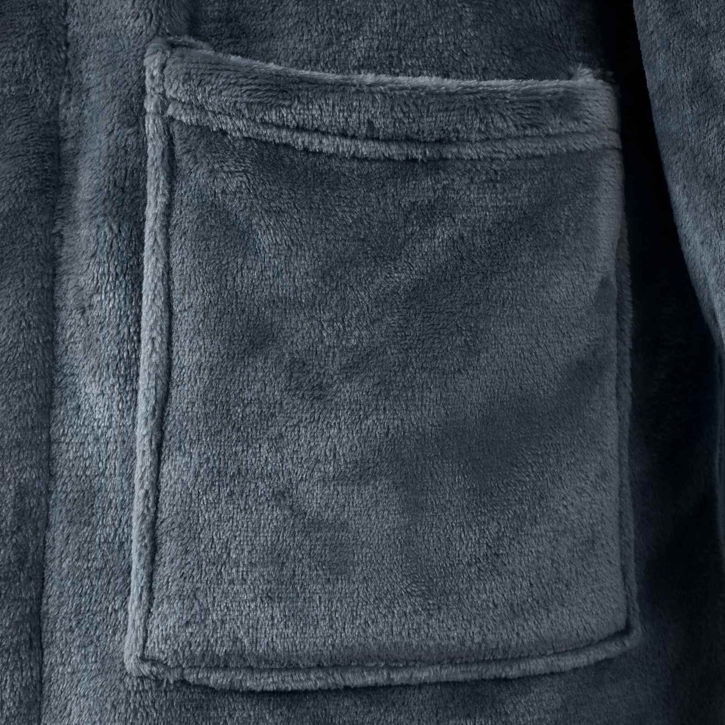 Bathrobe without hood, navy blue, XXL, flannel