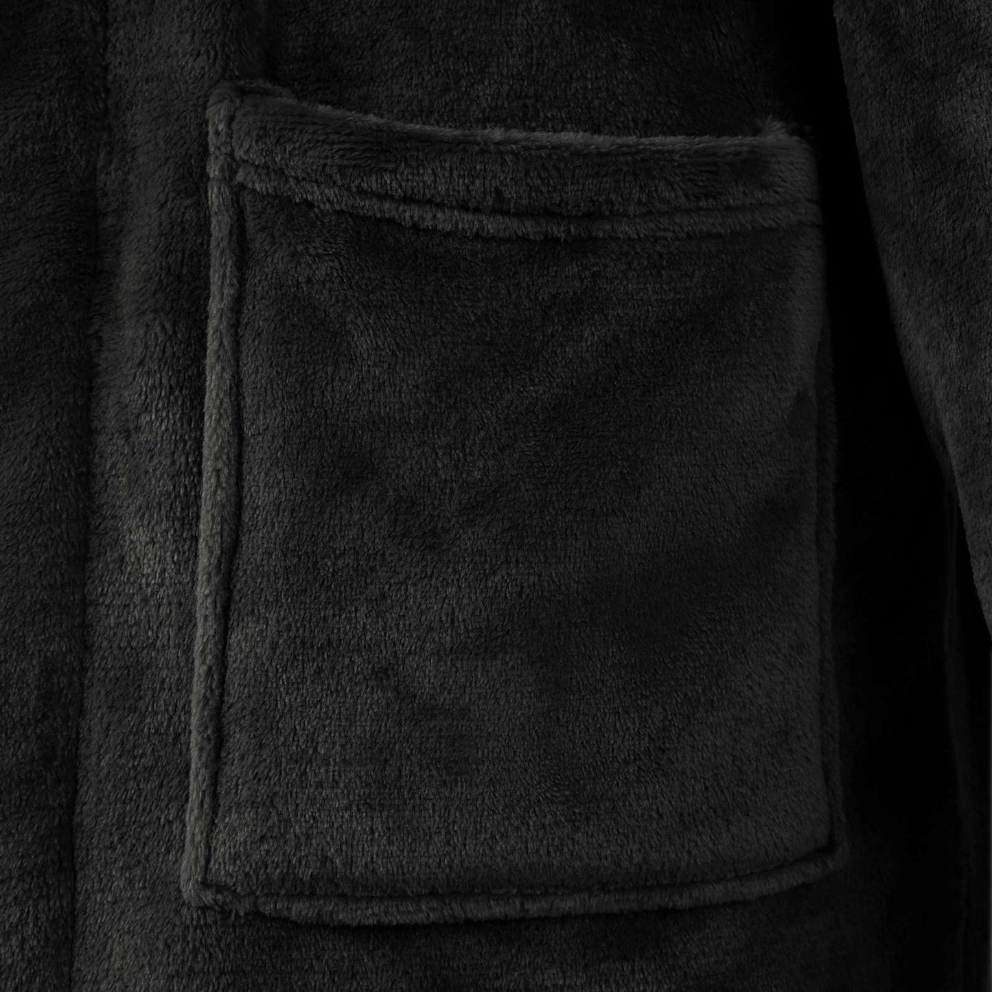 Bademantel ohne Kapuze Schwarz S Flanell
