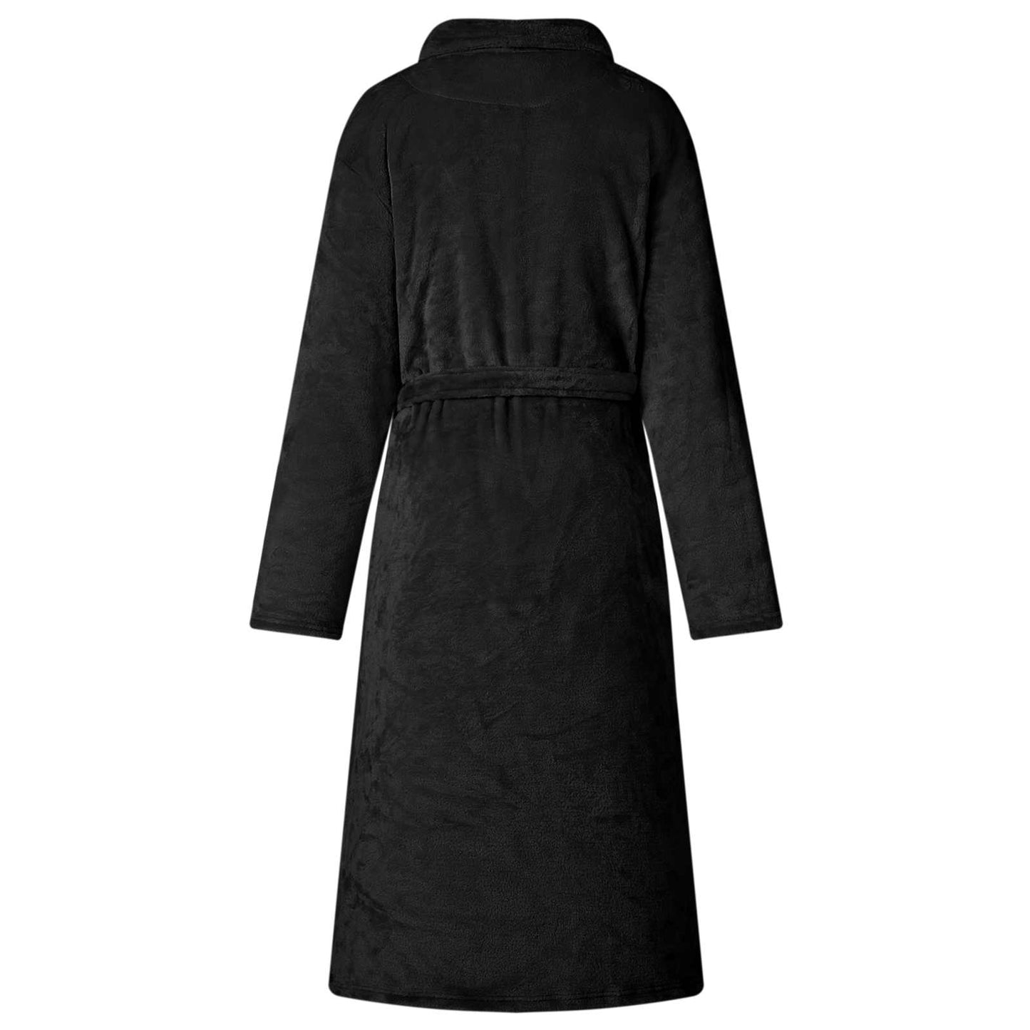 Bademantel ohne Kapuze Schwarz S Flanell