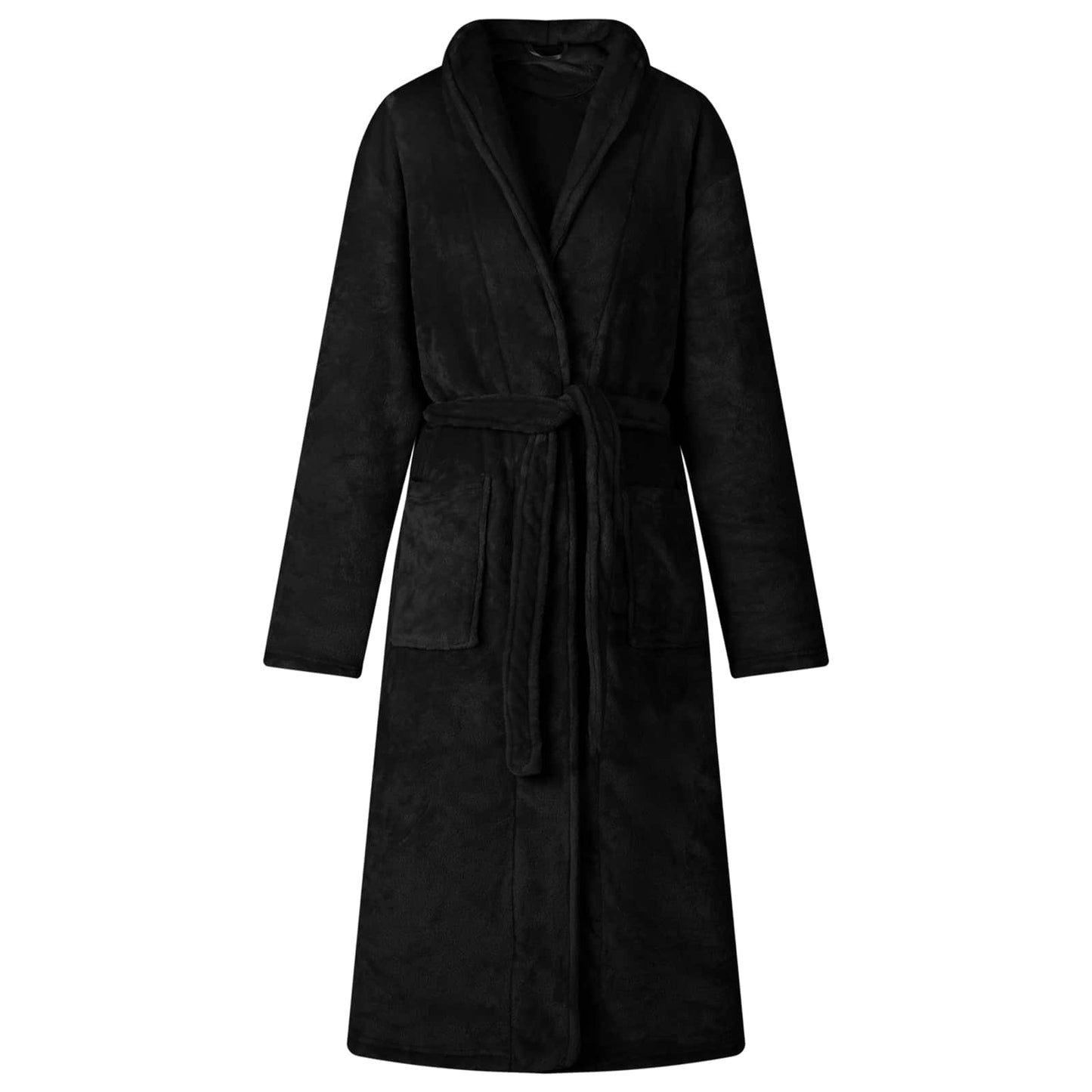 Bademantel ohne Kapuze Schwarz M Flanell