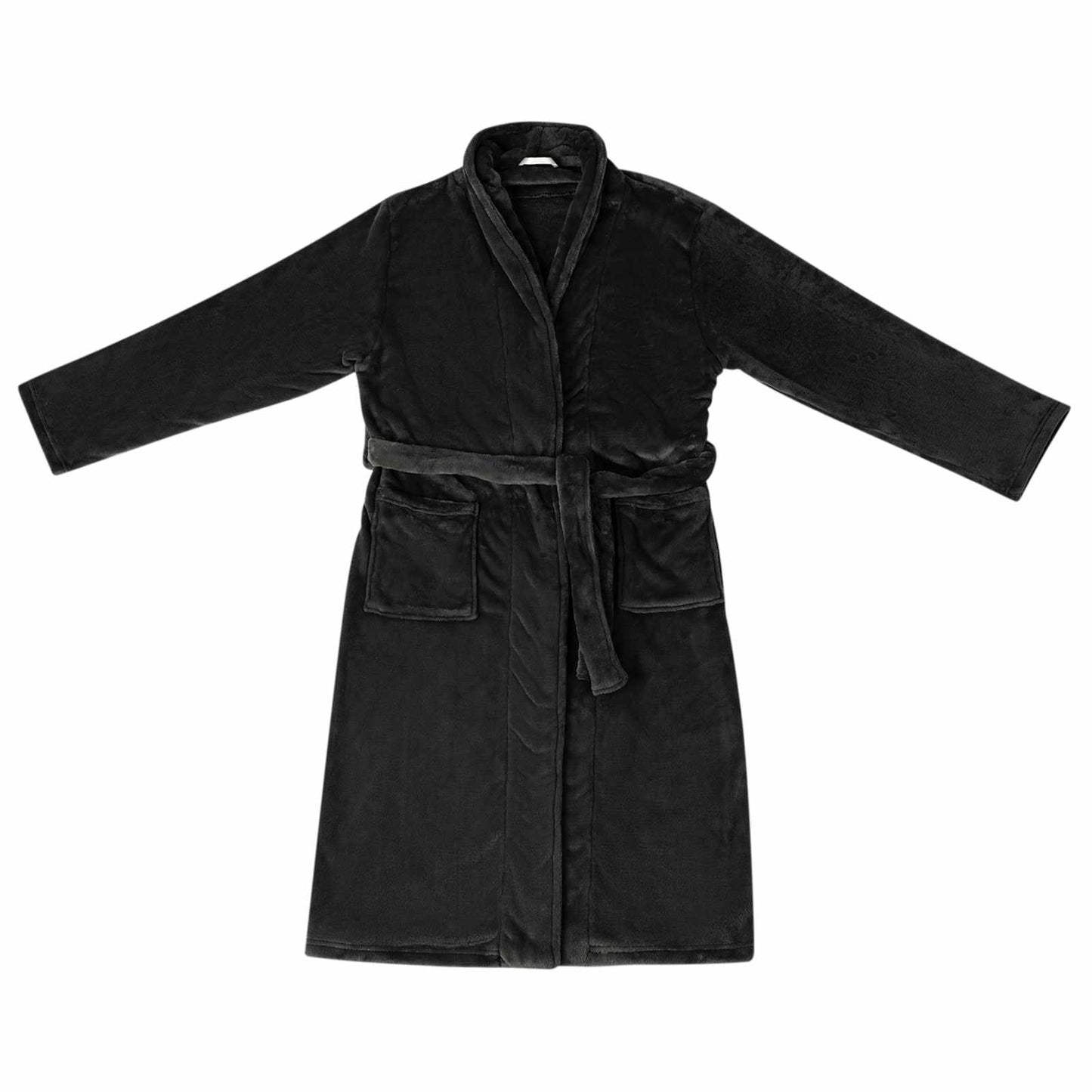 Bathrobe without hood black XXXL flannel