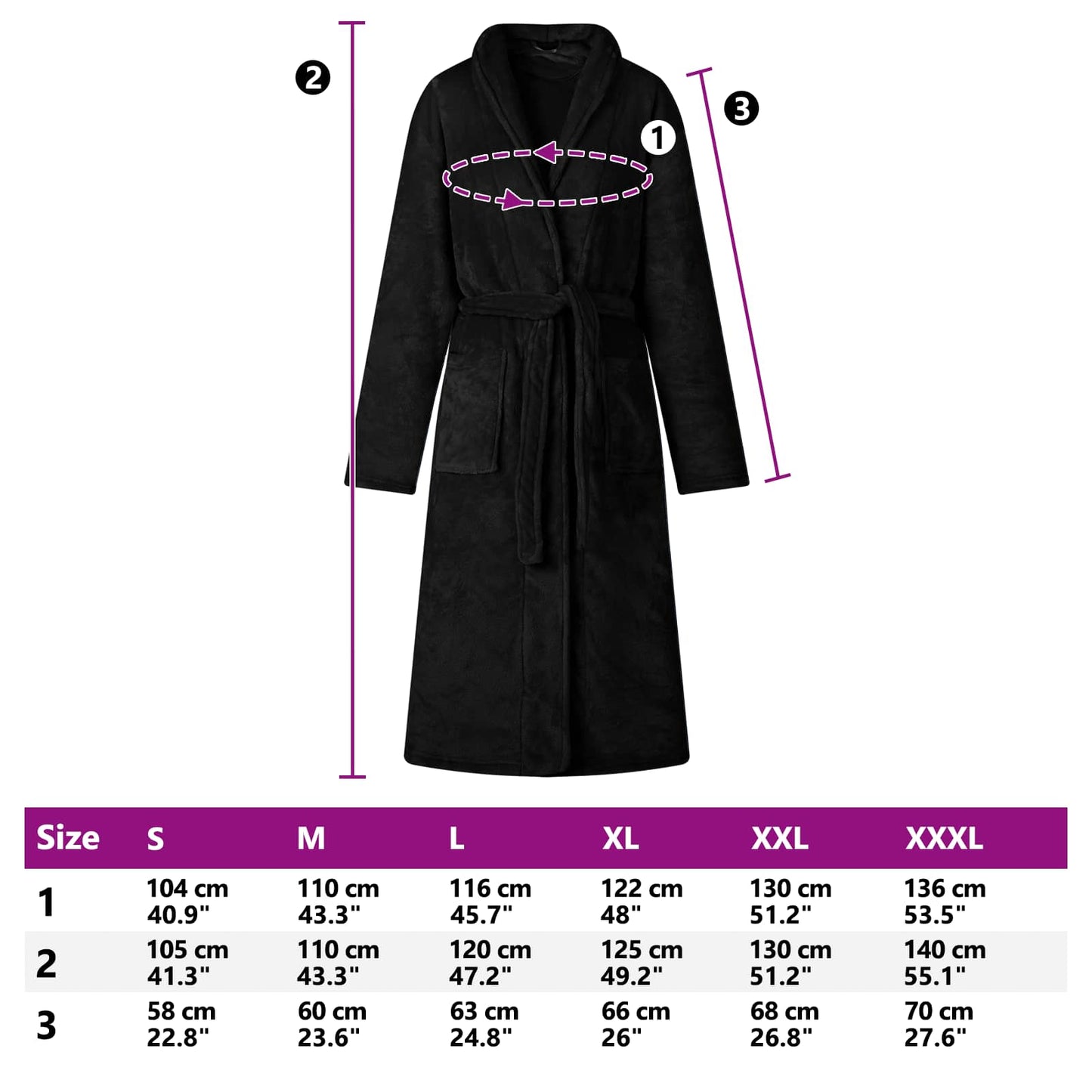 Bathrobe without hood black XXXL flannel