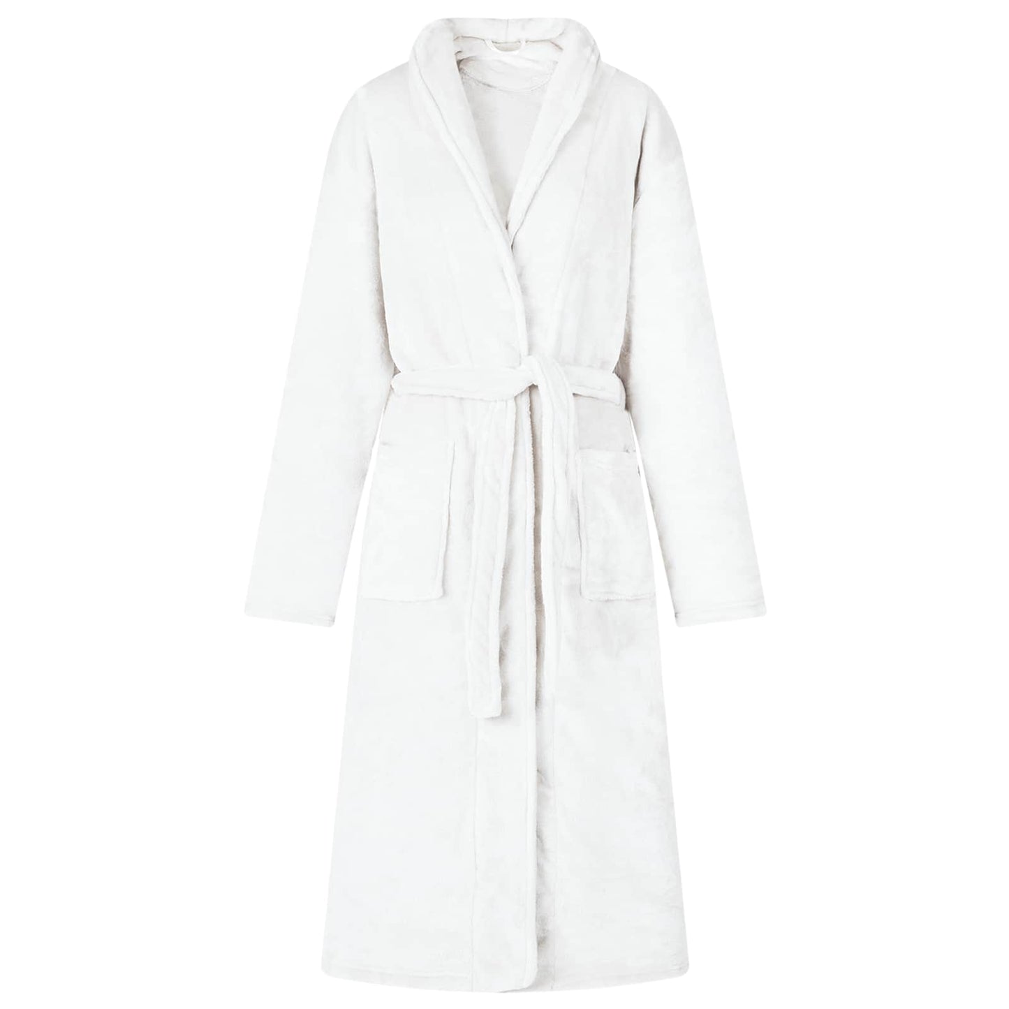 Bathrobe without Hood White L Flannel