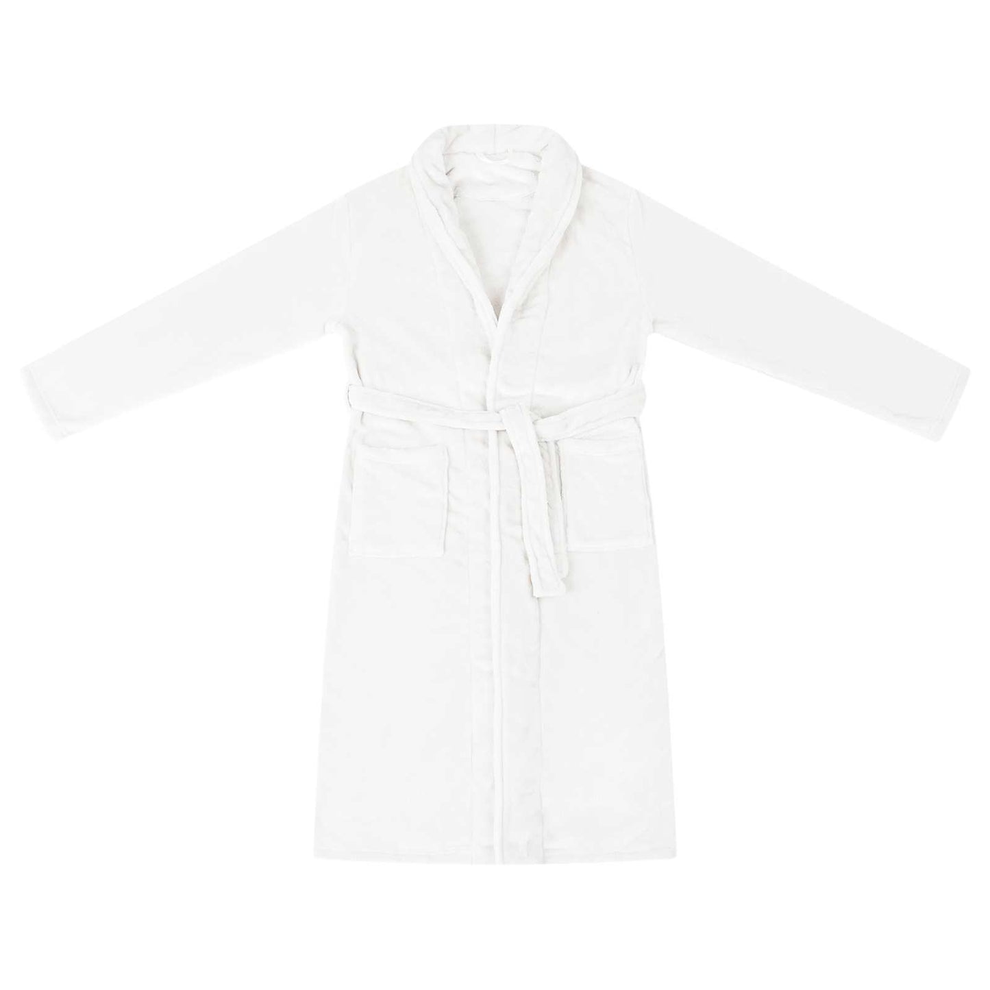 Bathrobe without Hood White L Flannel