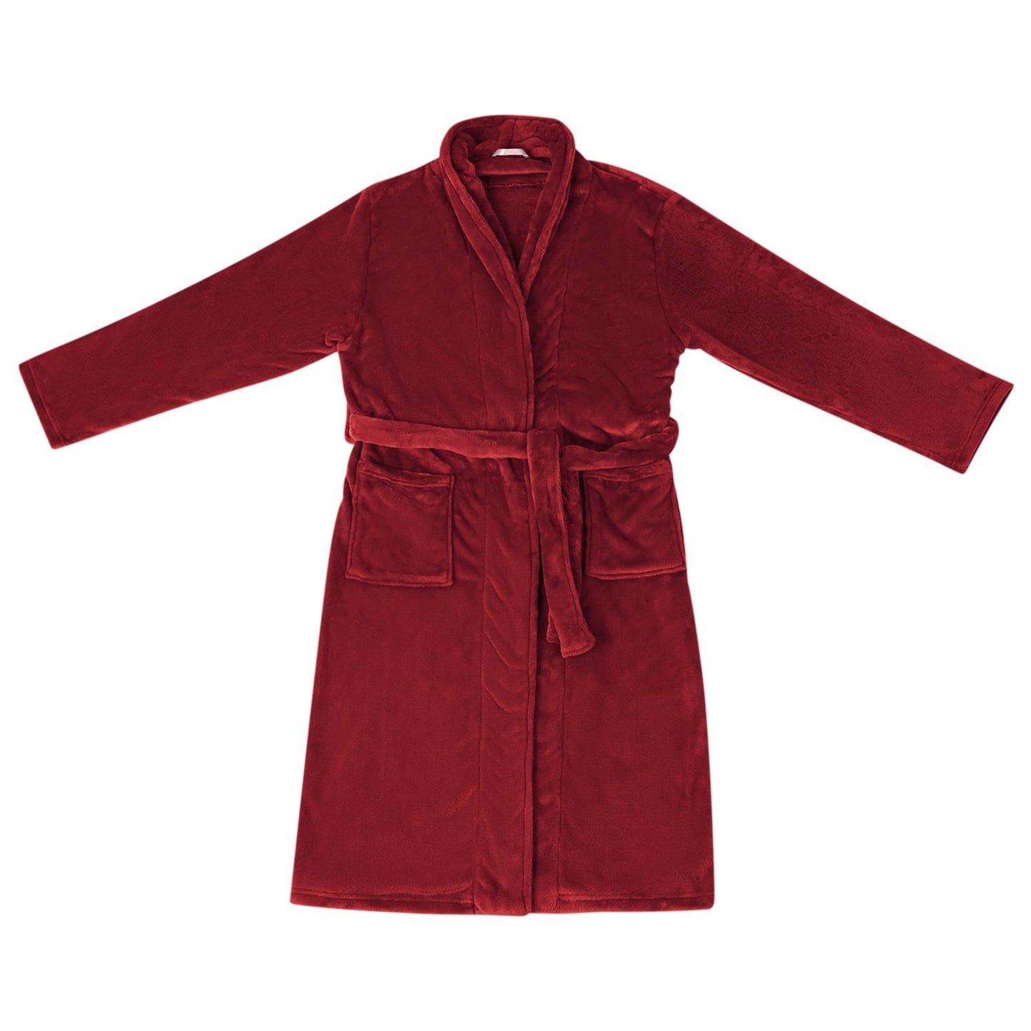 Bathrobe without hood Bordeaux red XXL flannel