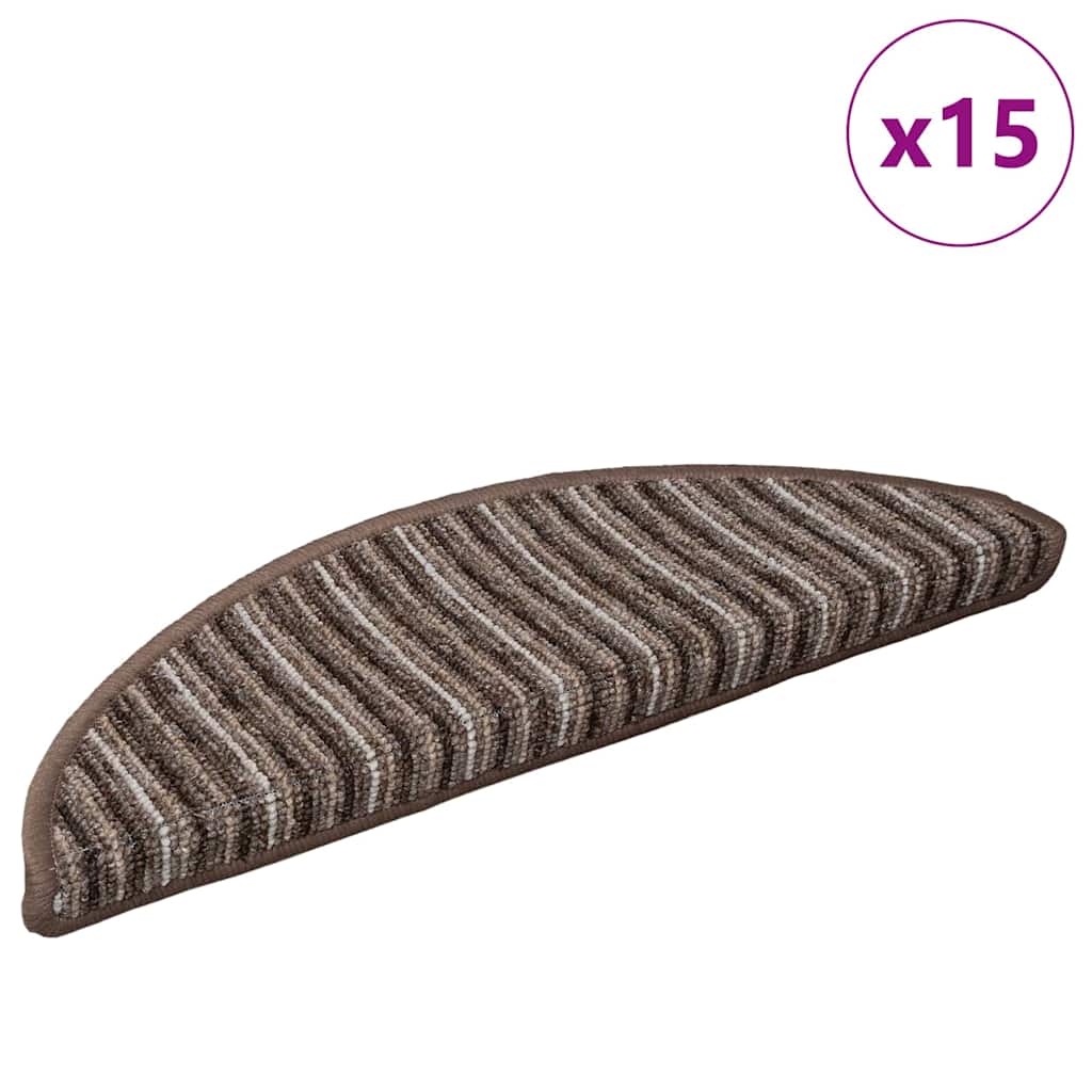 Protection d'escalier autocollante 15 pièces Marron 56 x 17 x 3 cm