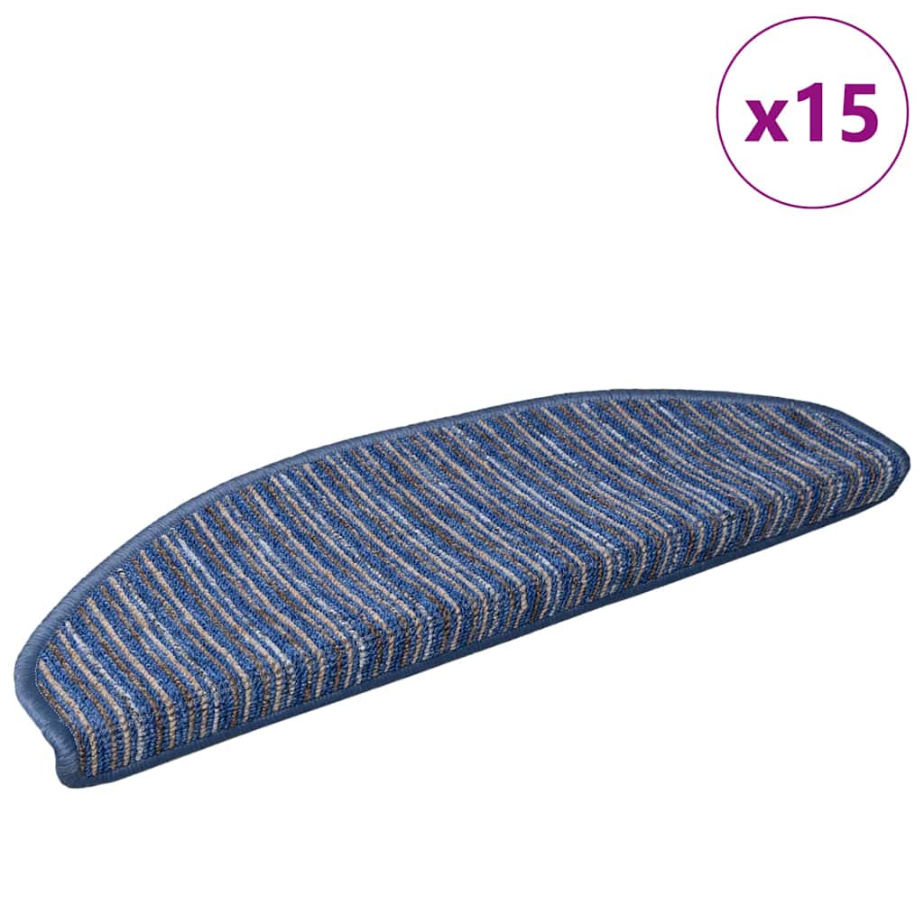 Protections d'escalier autocollantes 15 pcs Bleu 65 x 21 x 4 cm