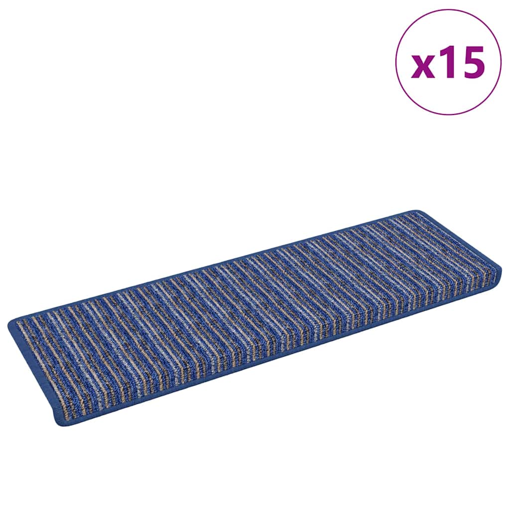 Self-Adhesive Stair Treads 15 pcs Blue 65 x 21 x 4 cm