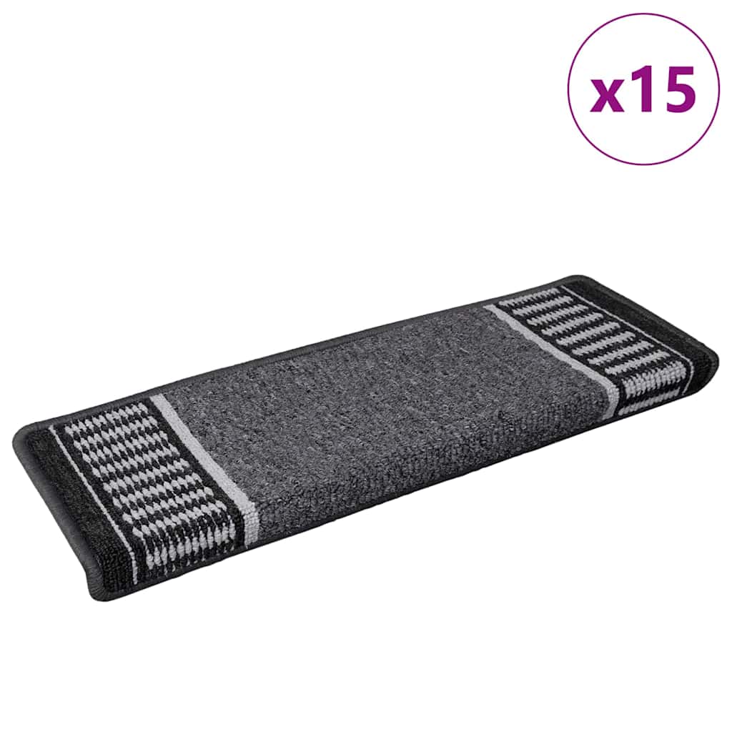 Protections d'escalier autocollantes 15 pcs Anthracite 65 x 21 x 4 cm