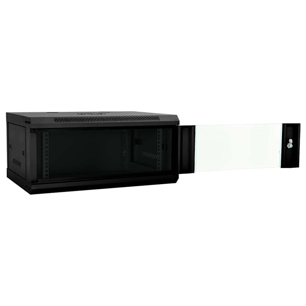 Armoire réseau de rangement noir 60 x 35 x 28 cm acier