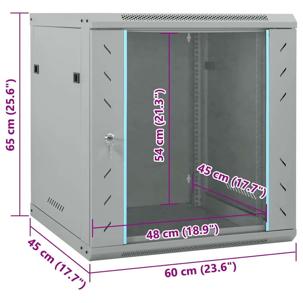 Armoire réseau avec rangement Gris 60 x 45 x 65 cm Acier