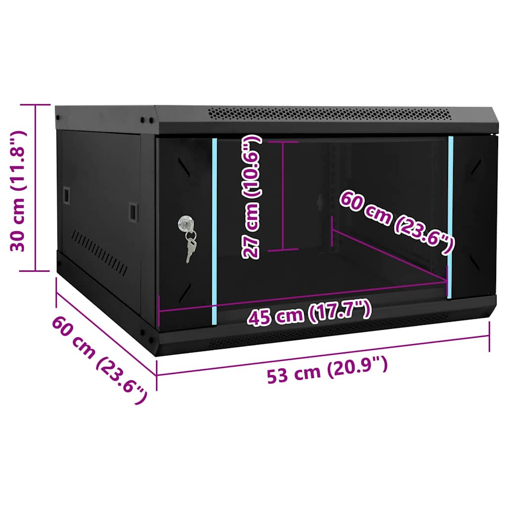 Armoire de réseau avec rangement Noir 53 x 60 x 30 cm Acier