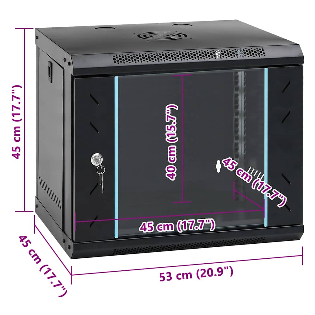 Armoire réseau avec rangement Noir 53 x 45 x 45 cm Acier