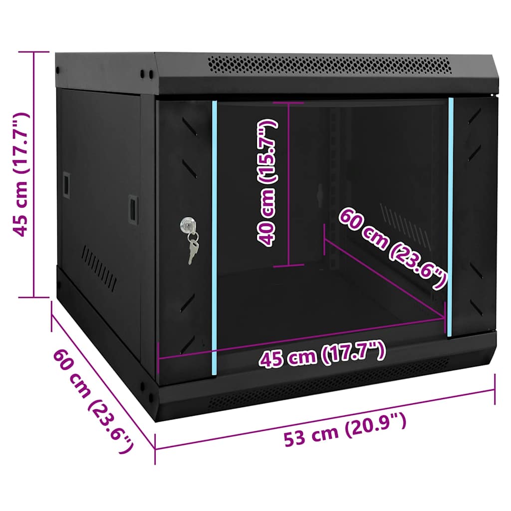 Armoire réseau avec rangement Noir 53 x 60 x 45 cm Acier