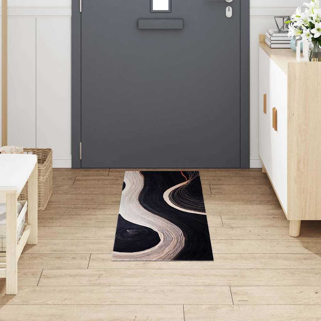 Küchen Teppich Schwarz 150 x 45 cm Samt