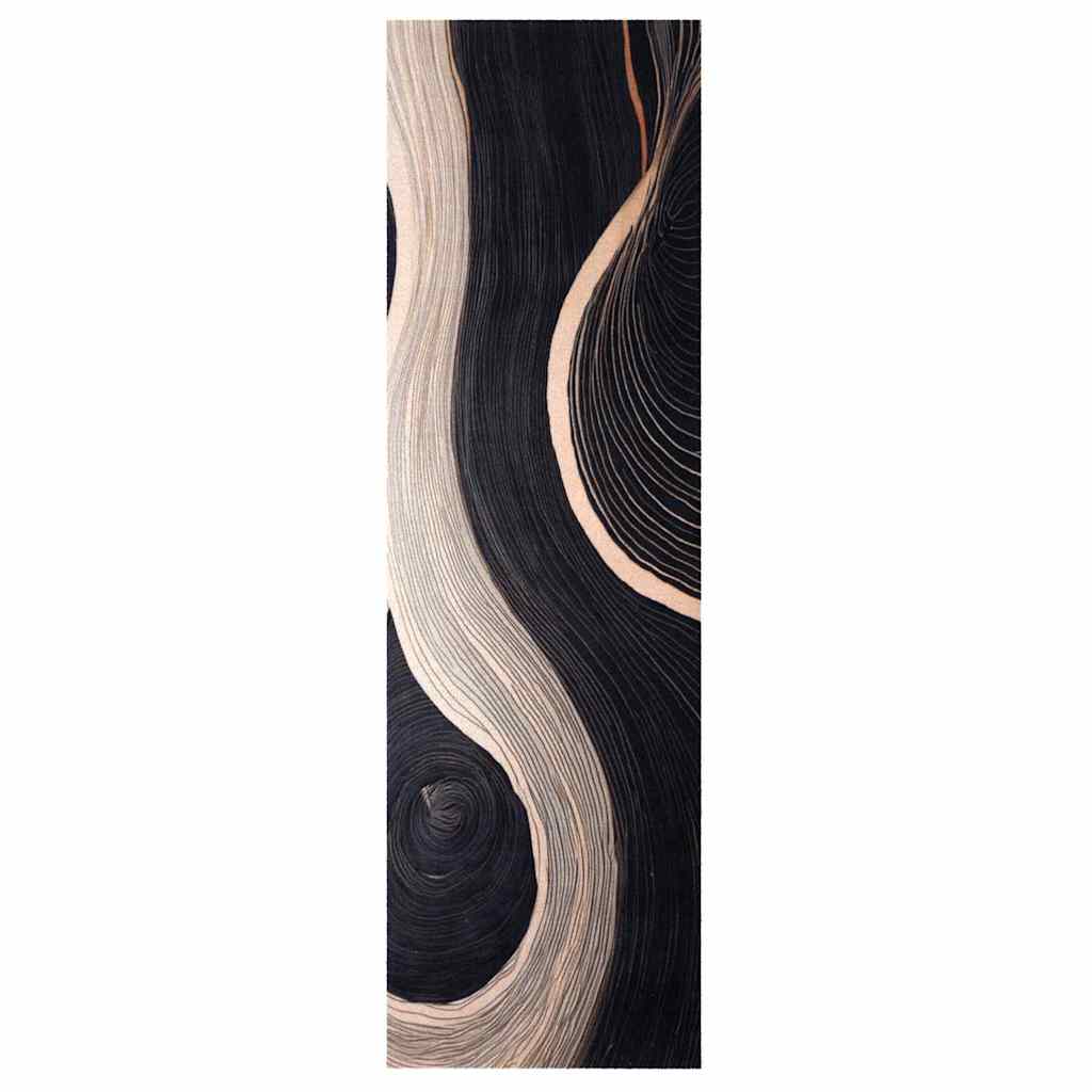 Küchen Teppich Schwarz 150 x 45 cm Samt