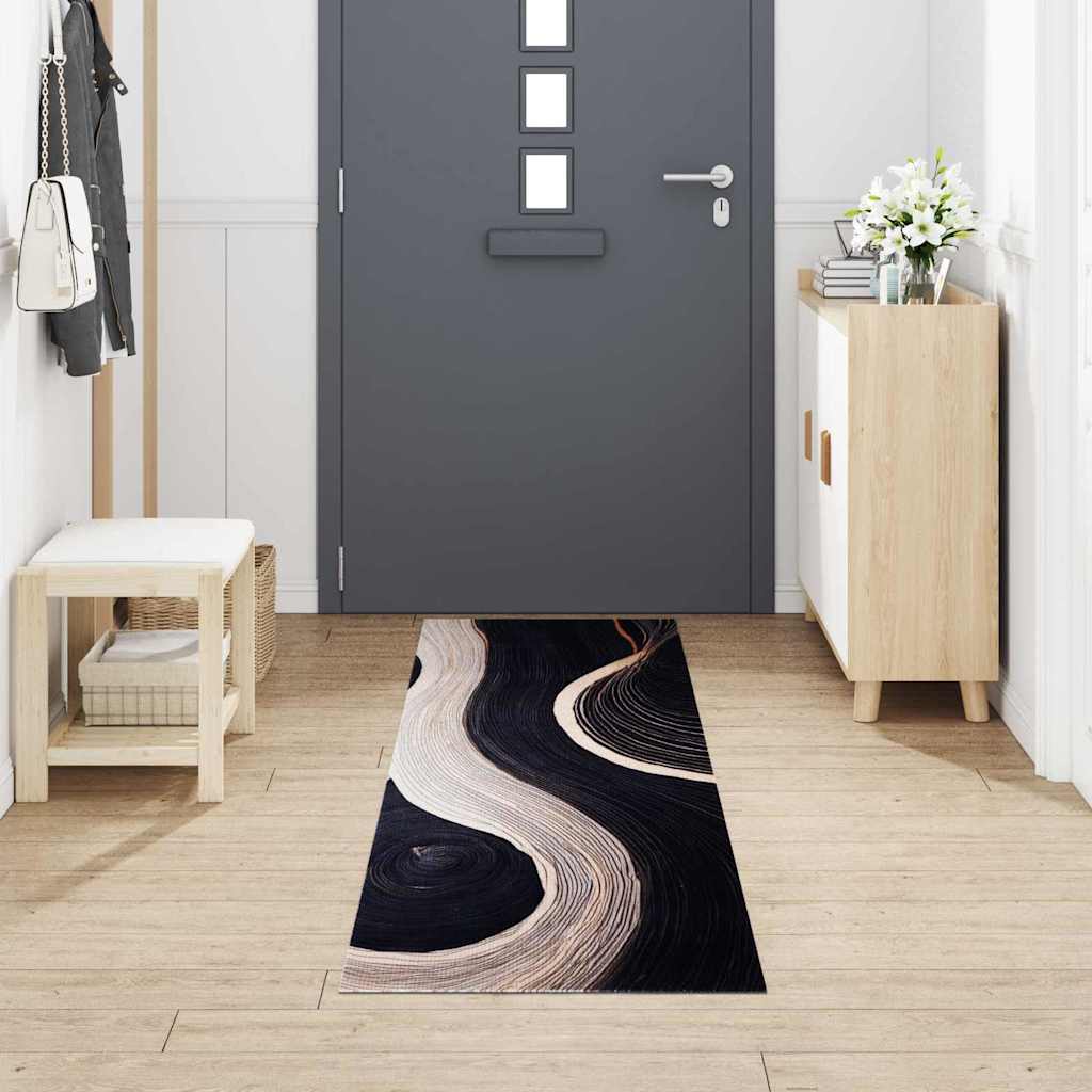 Küchen Teppich Schwarz 300 x 60 cm Samt