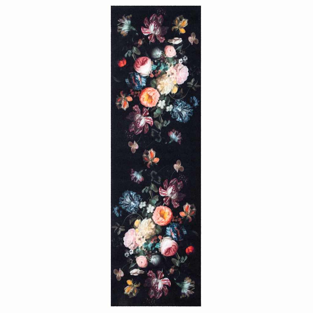 Tapis de cuisine noir 150 x 45 cm velours