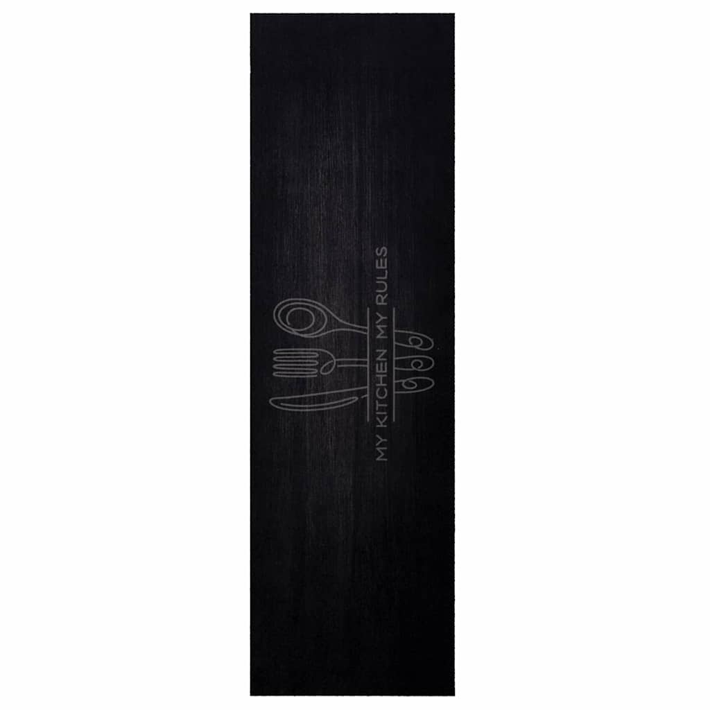 Küchen Teppich Schwarz 150 x 45 cm Samt