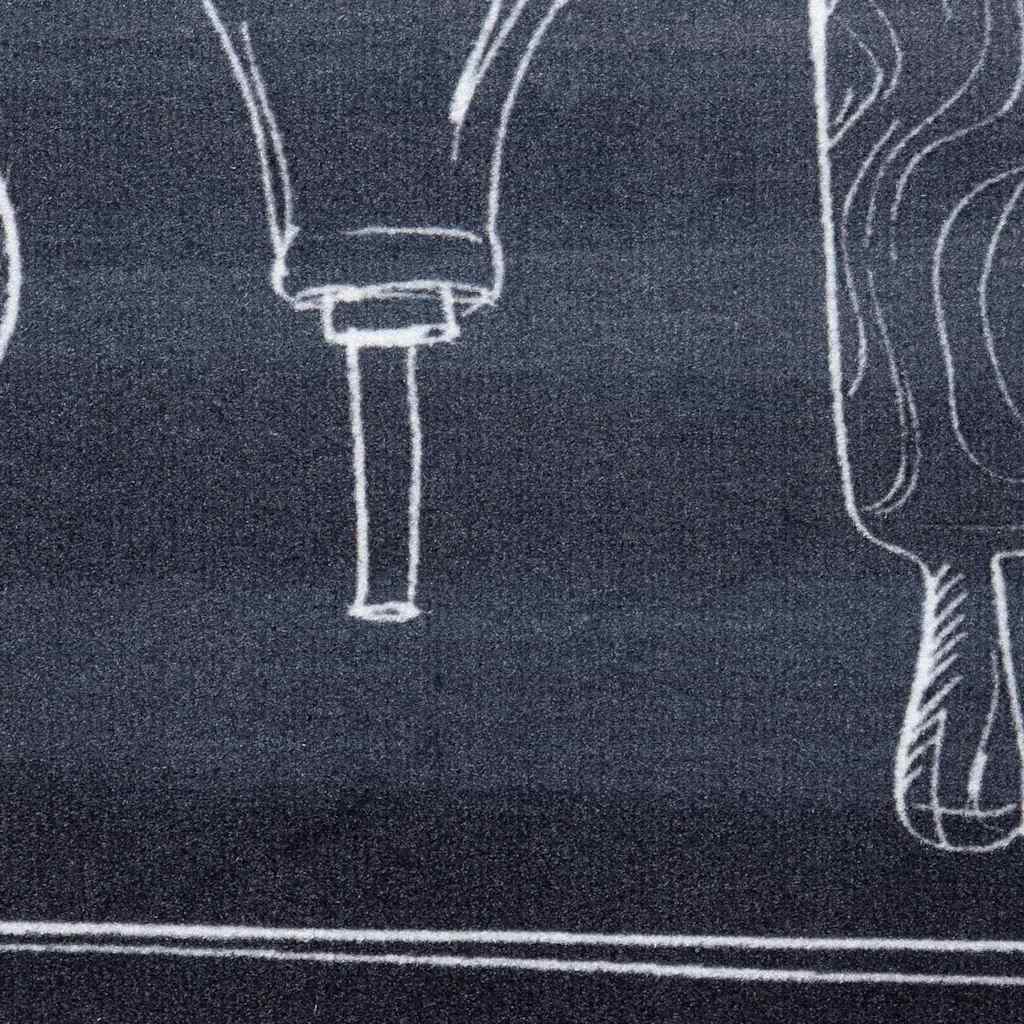Küchen Teppich Schwarz 150 x 45 cm Samt