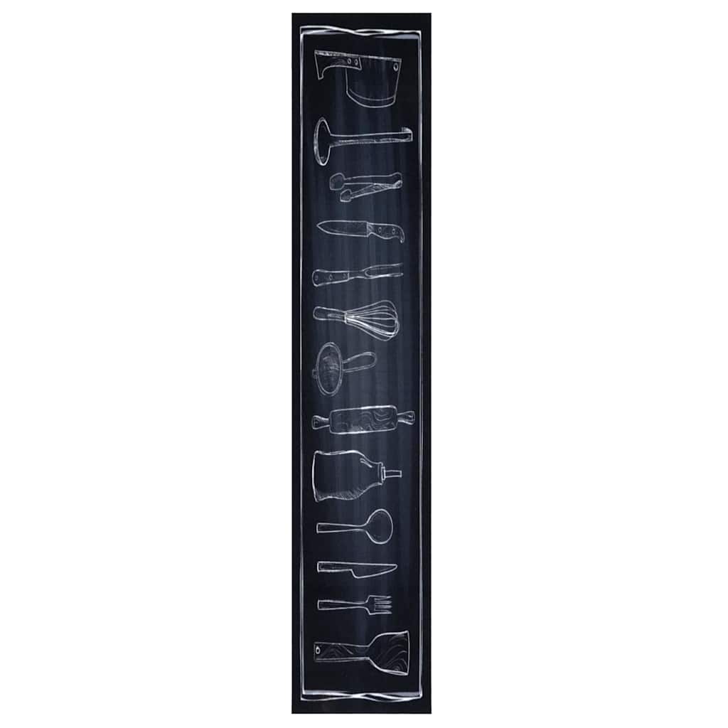 Küchen Teppich Schwarz 300 x 60 cm Samt